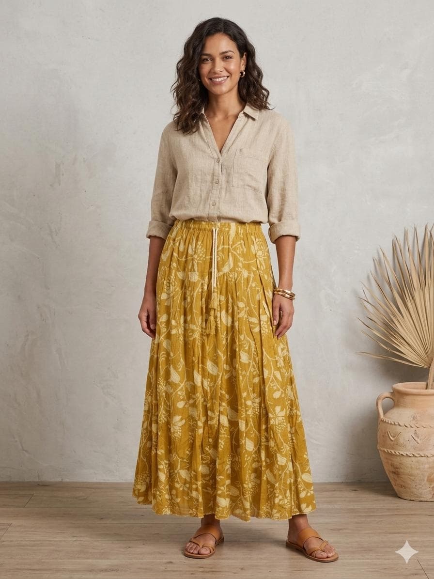 Sunlit Breeze Tie-Dye Tiered Maxi Skirt